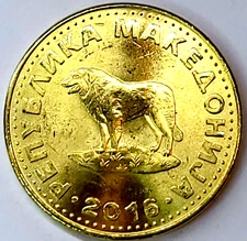 NORTH MACEDONIA COIN  1 DENAR 2016 UNC SHAR PLANINA SHEPHERD DOG BALKANS
