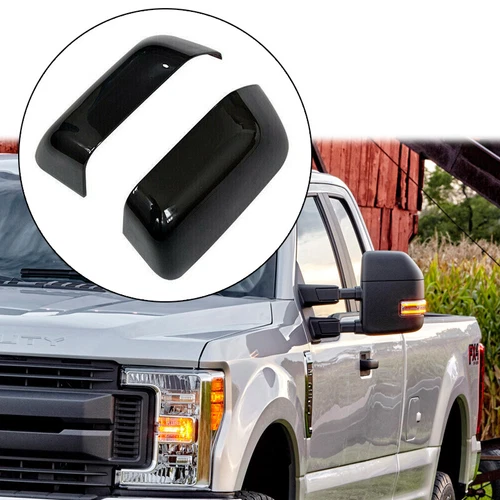 Gloss Black Fits 2017-2025 Ford F250 F350 Super Duty Top Half Mirror Covers Trim