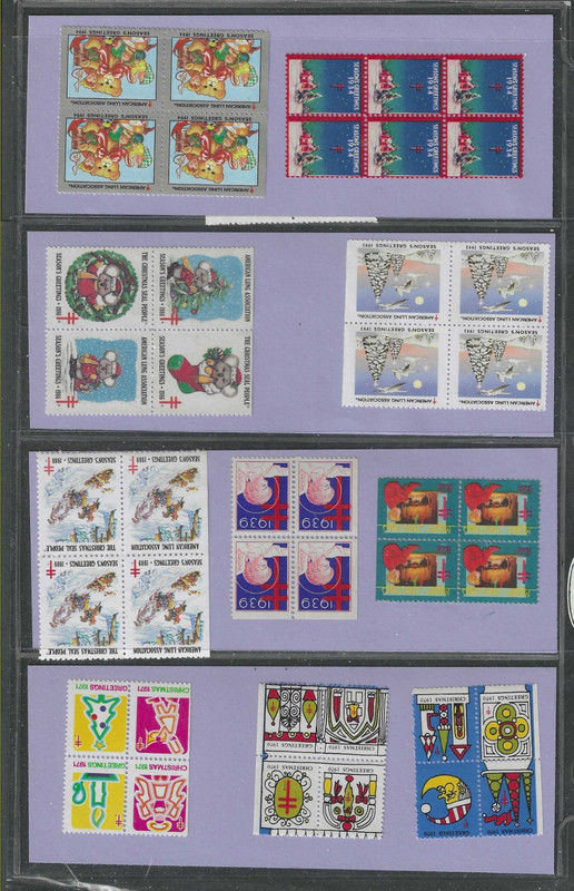 Lot #X23 Xmas Seal Block Collection 20 Different Blocks 9 Sen-tenants For A-----