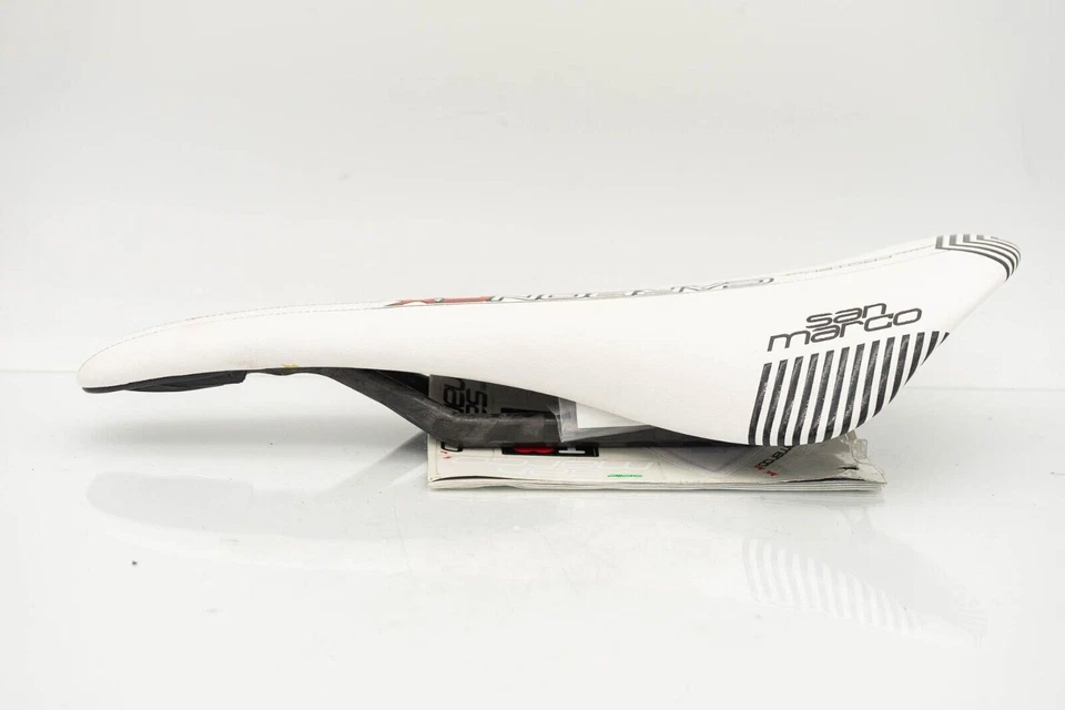 SILLÍN SAN MARCO CONCOR CARBONO FX PROTEK ESTRECHO ASIENTO DE BICICLETA DE CARRETERA VINTAGE BLANCO NUEVO DE COLECCIÓN Foto 4 de 4