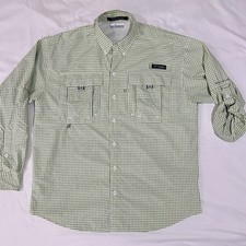 Columbia PFG Omni-Shade Shirt Mens Small Green Super Bahama Nylon Vented Fishing