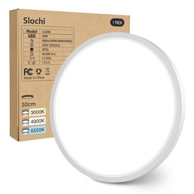 slochi LED Ceiling Light Flat 24 W 2800 LM, 3 Colours - 3000 K / 4000 K /