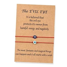  Handmade Evil Eye Bracelets Set with Card Red String Bracelet A Evil Eye Red