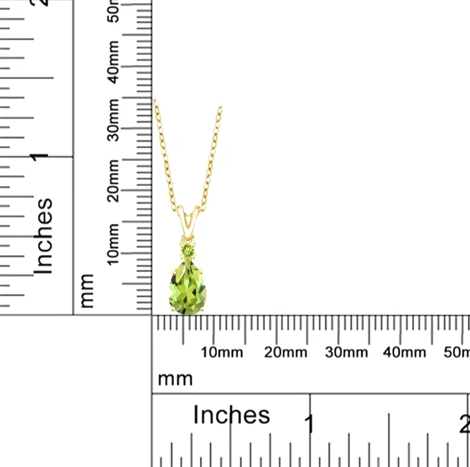 925 Silver Yellow Gold Plated 1.35 Carats Pear and Round Peridot Dainty Pendant - Image 4 of 4