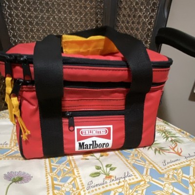 marlboro red tobacco bag Marlboro Unlimited Red Tobacco Bag withStraps Vintage 90’s cooler lunch box