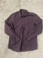 Michael Kors Shirt Mens XL Black Red Floral Print Button Up Long Sleeve Dress