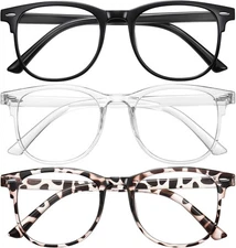Okany 3 Pack Blue Light Blocking Glasses for Women Men, Round Computer Glasses A