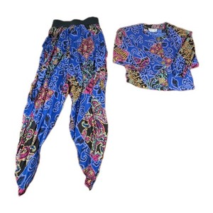 80’s 90’s Vintage Harem Pant 2 Piece Outfit Pockets T Shirt W Shoulder Pads Sz S