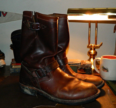 Chippewa Men s Brown Leather Engineer Boots US 11 M Mid-Calf Vibram Sole