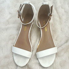 Dream Pairs Women's White Faux Leather Ankle Strap Wedge Sandals US 8.5