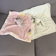 Blankets  Beyond Plush Baby Bunny Lovey Security Blanket Set Of 2 Pink  Green