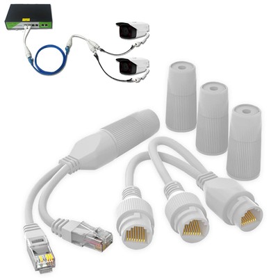 Waterproof PoE Ethernet Splitter Adapter - Run 2 IP Cameras on 1 Cable