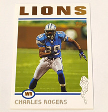 Topps 2004 Charles Rogers Rookie RC #135 Detroit Lions NFL Football Card. rookie card picture