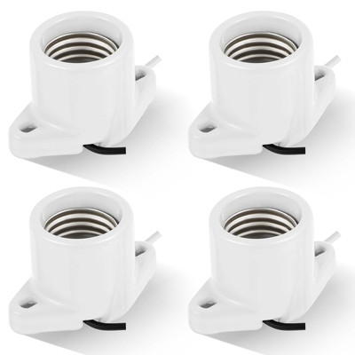 4 Pcs Porcelain Lamp Holder Socket Medium Keyless Threaded Socket E26 Porcela...