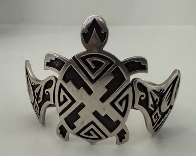 Signed J. Rogers Sterling Hopi Turtle Cuff and Earings 67 G's Sold As Is