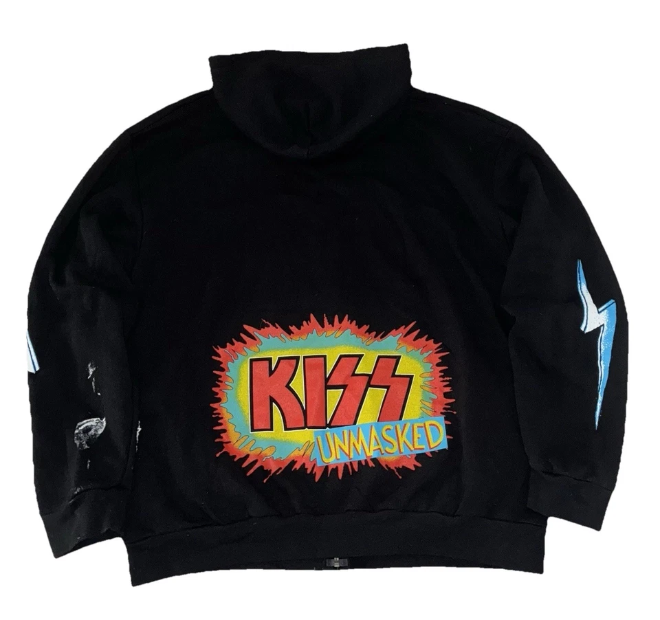 KISS Unmasked 45th Anniversary Hoodie XL Black Full Zip NEW *flaws - Image 2 of 4