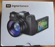 4K 48MP Auto-Focus Zoom with 3" 180° Flip Screen Digital Camera Open Box