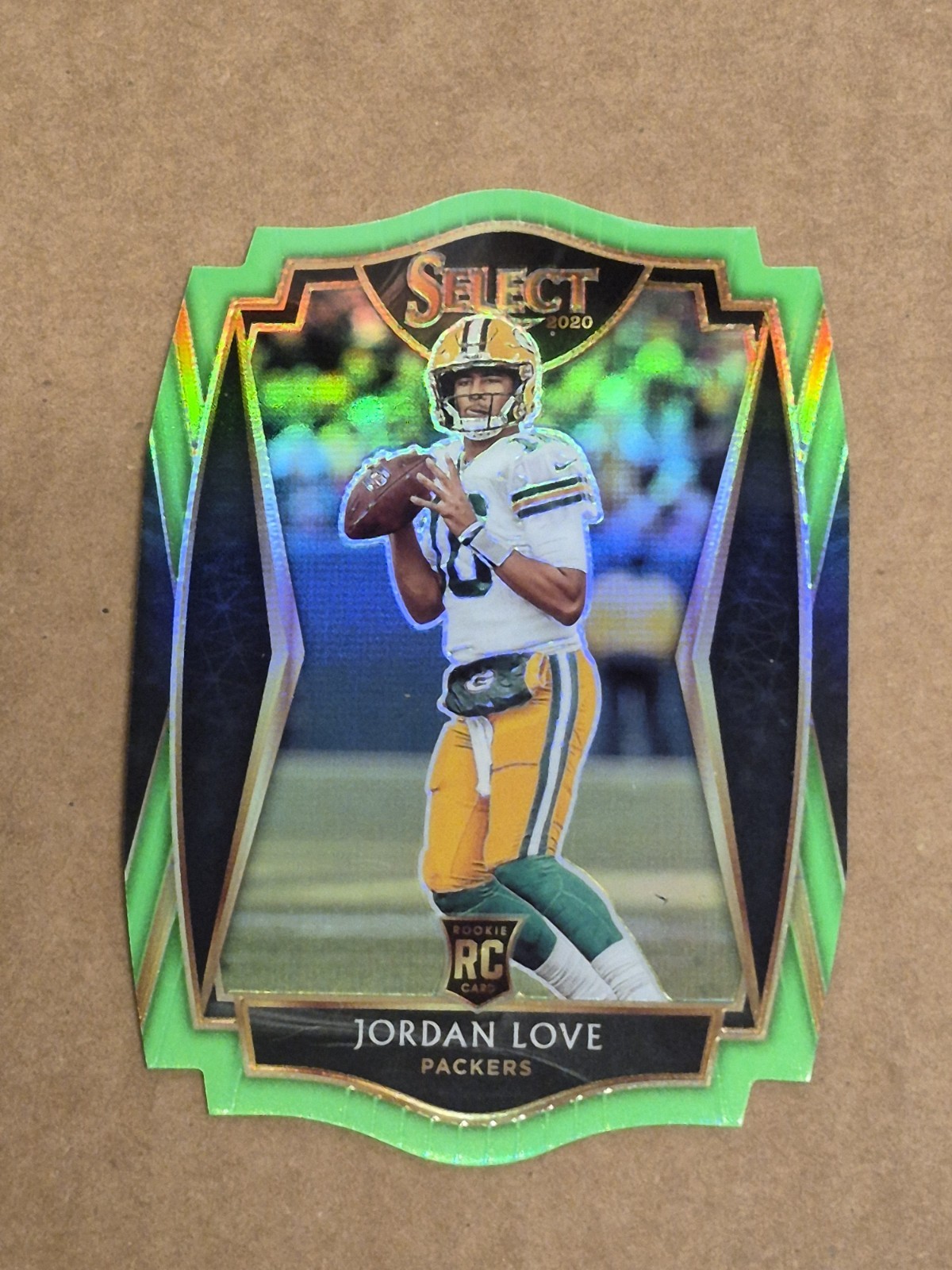 Jordan Love 2020 Select Premier Level Neon Green Die-Cut Prizm Rookie RC #147 SP