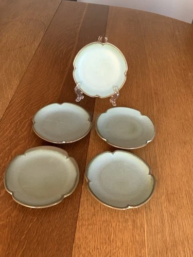 Frankoma Pottery Woodland Moss Dessert / Bread Plates 5E Blue 6”D,  Set Of 5