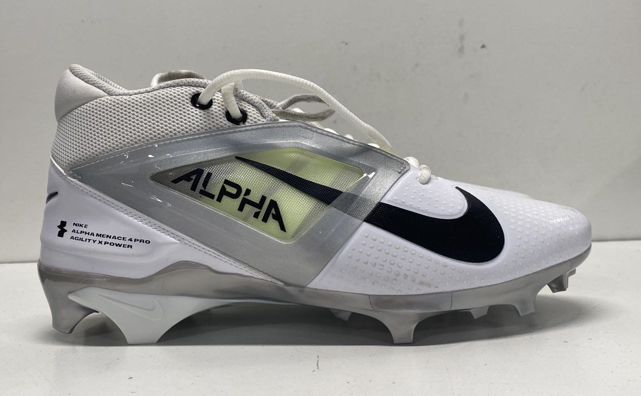Nike White/black/silver Solid Athletic Cleats Men… - image 3