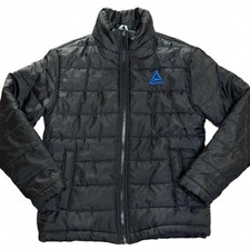Reebok Boys Winter Coat Size 8 Black Puffer Jacket Full Zip Pockets Logo Lined