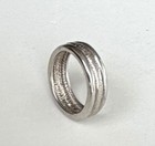 Vintage Sterling Silver 925 Polished Edge Textured Center Wedding Band 6.75-7.25 — photo 2