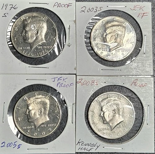 4 (four) S Clad Kennedy Half Proofs 1976/03/05/08 74,76,78,80(2),95,00(2), 2015!