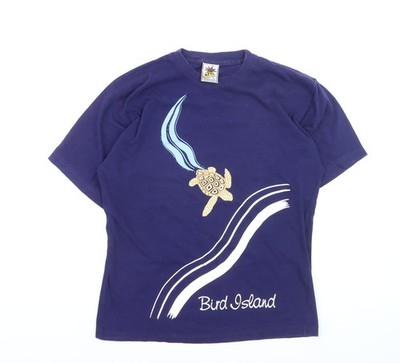 Pineapple Studio Herren T-Shirt Blau Baumwolle Schildkröte Grafik M