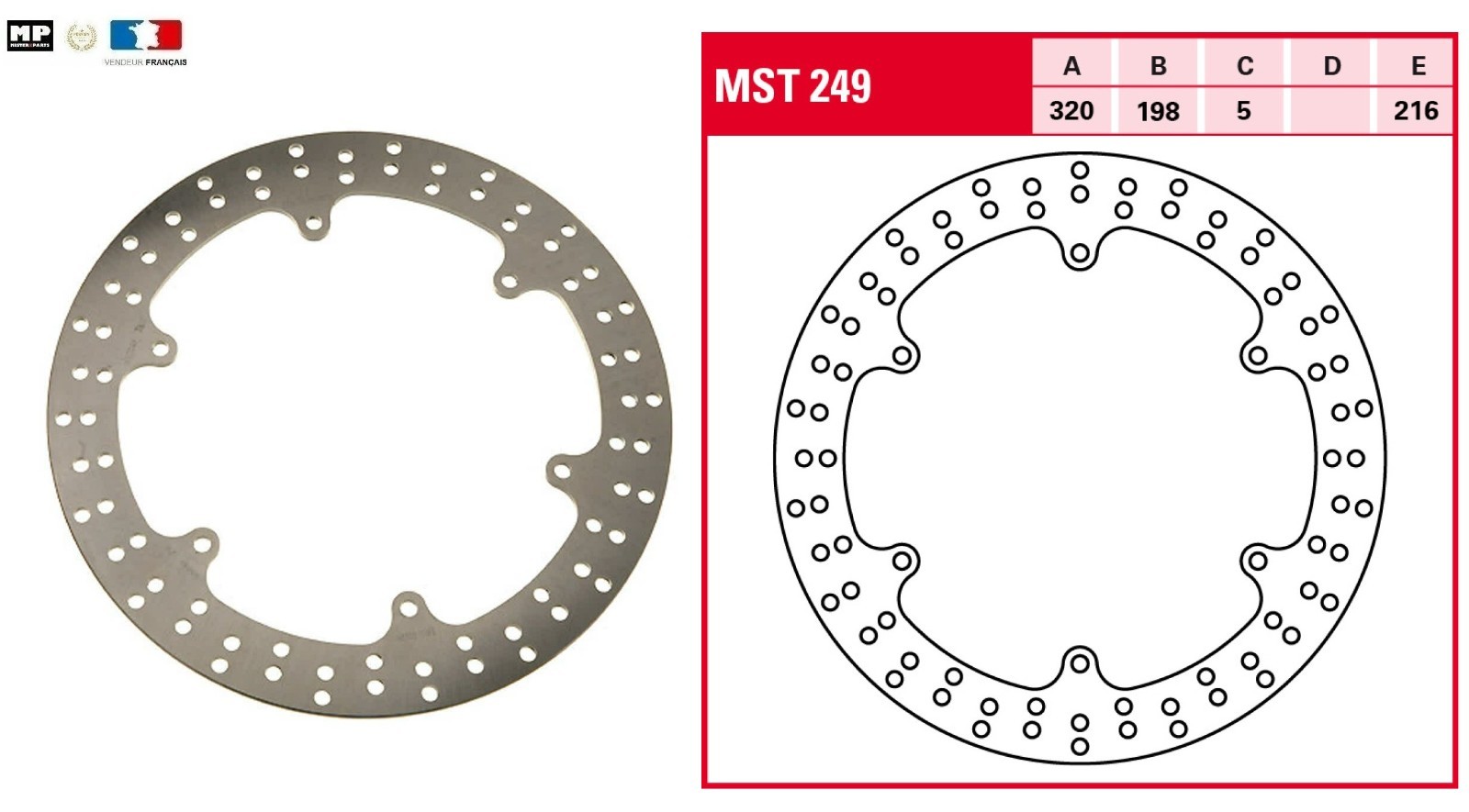 Disque Frein Avant Ø320 MST249 Haute Endurance pour Yamaha XJ N 600