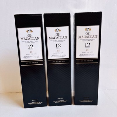 3 Authentic Macallan Scotch Whisky 12 Sherry Oak Empty Box 750ml ( No Bottle )