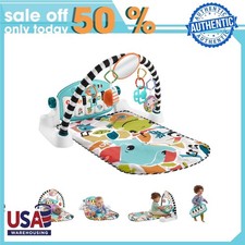 Fisher-Price Baby Playmat Glow and Grow Kick  Play Piano Gym, Blue Musical Lear