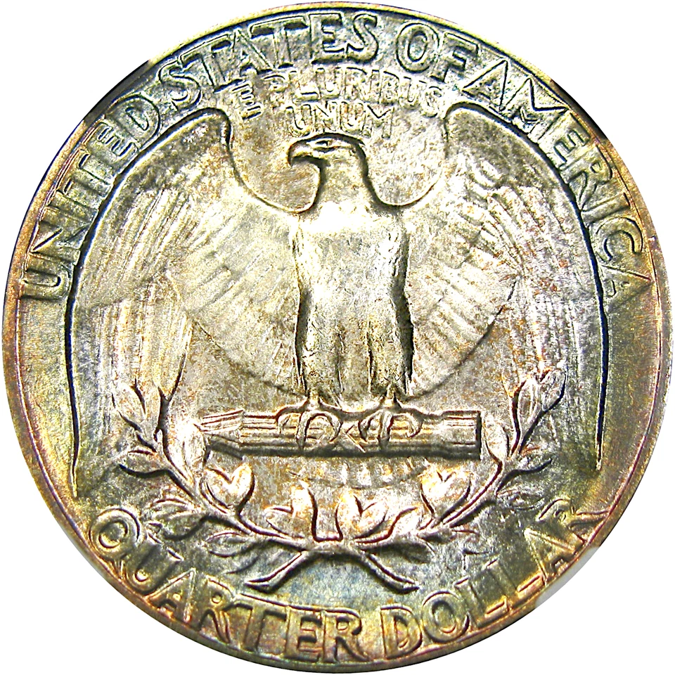 1951 25C NGC MS67 WASHINGTON ~ BEAUTIFUL RAINBOW COLOR!  VIDEO - Image 3 of 4