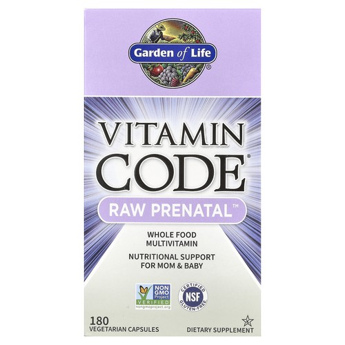 Garden of Life Vitamin Code Raw Prenatal 180 Vegetarian Capsules Dairy-Free, No