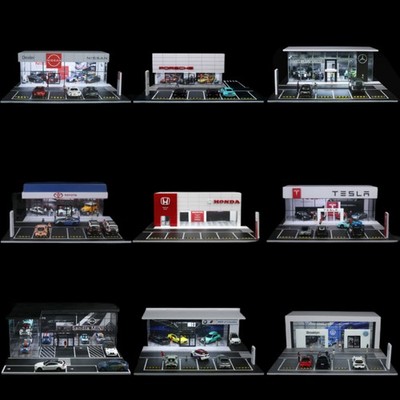 1/64 Scale Diorama Car Garage Model City Car Showroom Store Scene Display Model