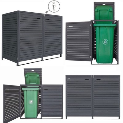 Mülltonnenbox Mülltonnenverkleidung Holz bis 240L mit Rückwand Modell ADRIA