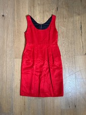 Dolce & Gabbana Red Textured Silk Blend Scoop Neck Sheath Dress