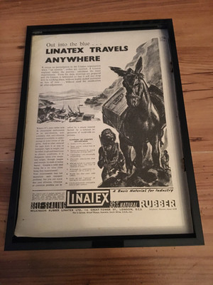 Linatex Gummi - 1942 A4 gerahmte Werbung 