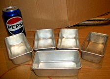 Lot Of 5 Vintage Aluminum Mini-Loaf Pans 4 1/2" X 2 3/8" X 1 3/8" Unbranded