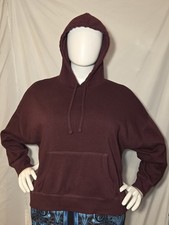 Torrid Super Soft Plush Womens Hoodie Burgundy Sweatshirt V-Neck Plus Sz 1X