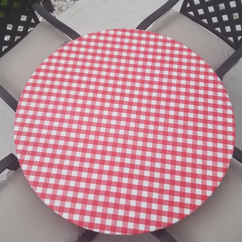 Round Vinyl Tablecloth Fitted Elastic Flannel Backed table cover Indoor/Outdoor - Image 3 of 4