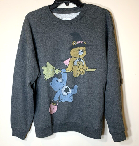 Care Bears Sweatshirt Damen klein Halloween grau Trick Leckerli Hexe Besen viral