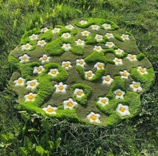 Irregular Shaped Throw Illusion Greenery Pattern Rug