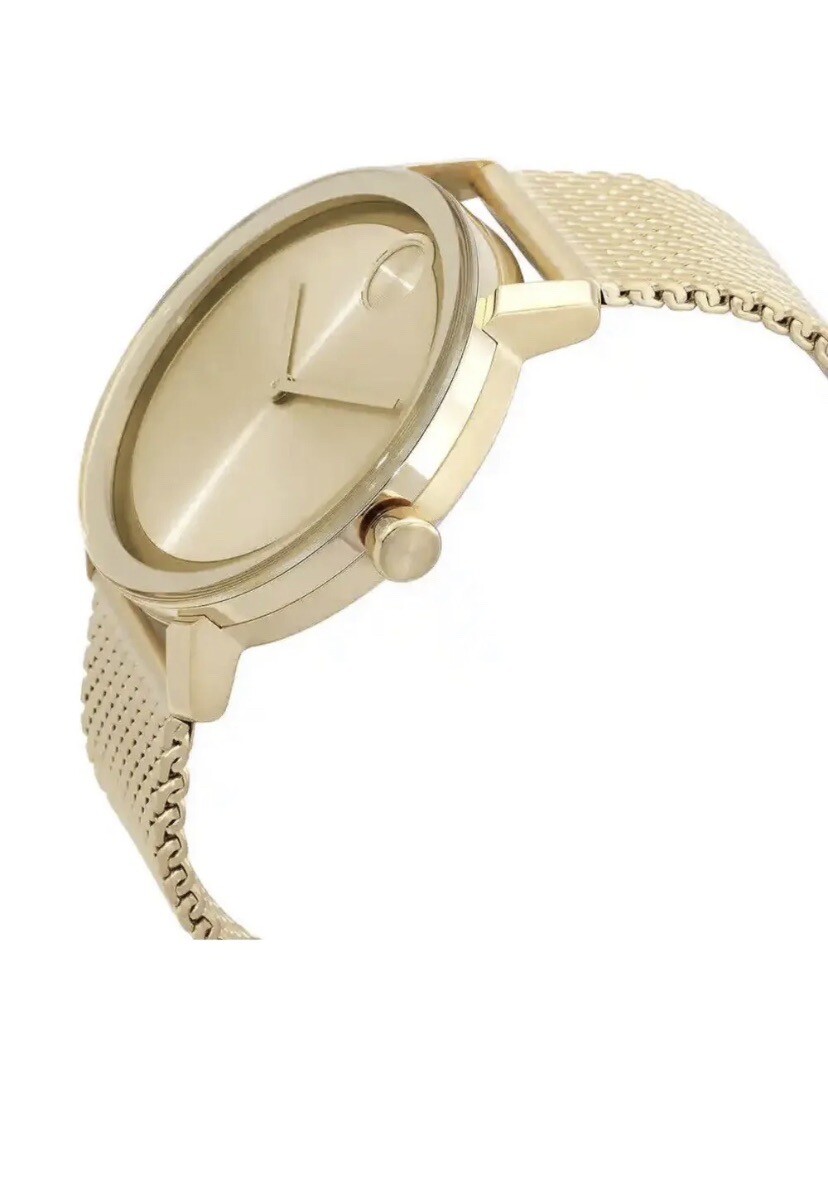 Brand New Movado Bold Evolution Men's Gold Dial Gold Mesh Band