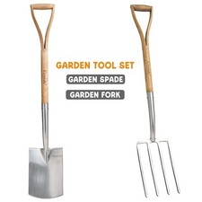 2pc Fork + Digging Spade Carbon Steel Garden Lawn Soil Durable Shovel Digger
