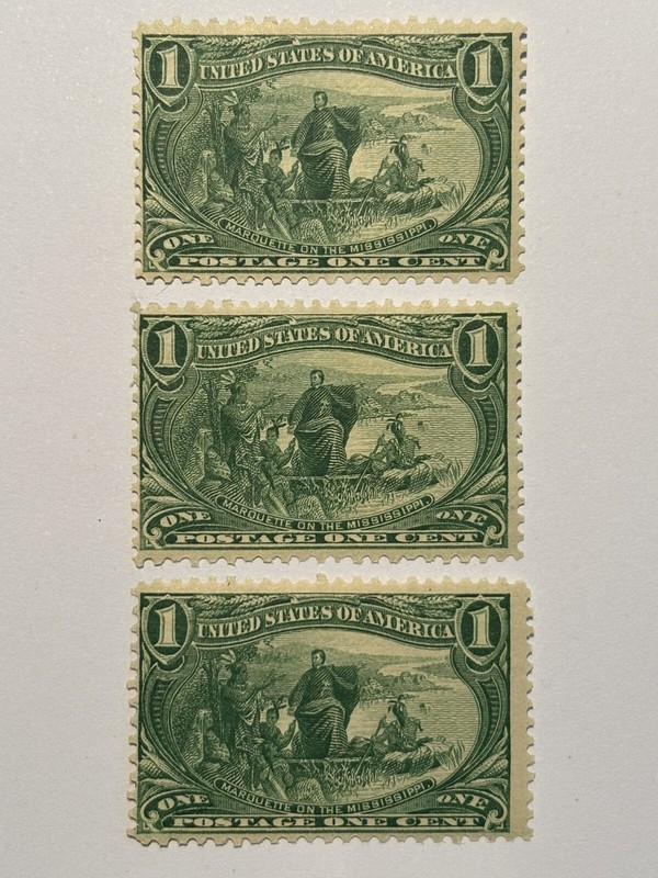 3! US Stamps #285 MNH OG VF 1 Cent 1898 Trans Mississippi Expo Stamp