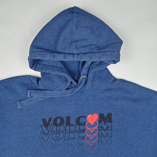 VOLCOM Hoodie Sweatshirt Sweater Women's Size 10 Large Pullover Heart Blue - Picture 3 of 9