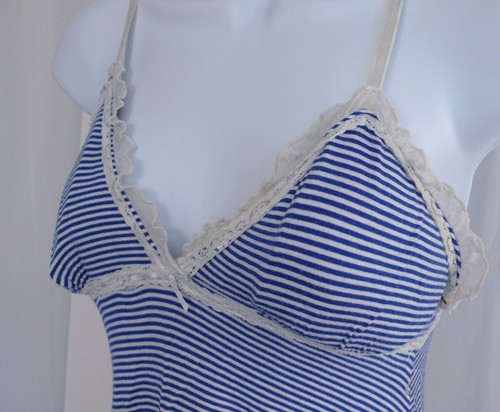 MARIE BELLA Women's Mariner Blue Stripe Samantha Chemise Nightgown Sz S/M - Picture 3 of 6