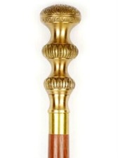 Brass Victorian Handle Wooden Walking Cane 36" Long For Any Special Event .