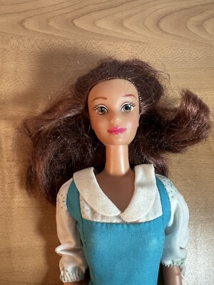 Vtg 90s Mattel Disney Beauty And The Beast Belle Doll Brunette +
