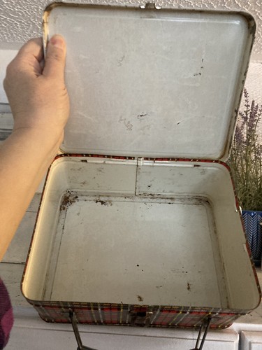 Metal Box Lunchbox Vintage Old Rare Red - Picture 6 of 8